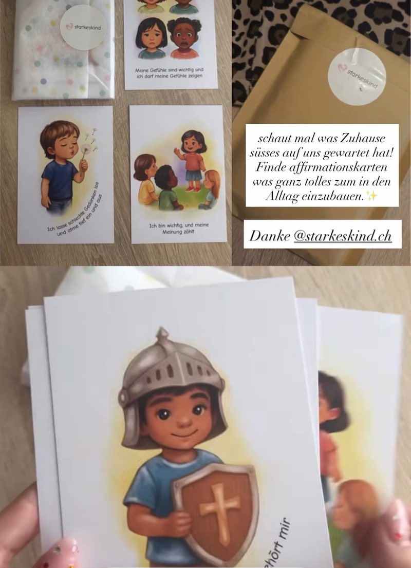 Auspacken des Sets, Karte mit Ritter in der Hand
